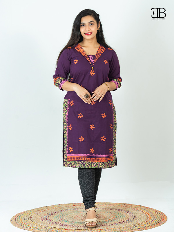 Elegant purple Block kurti