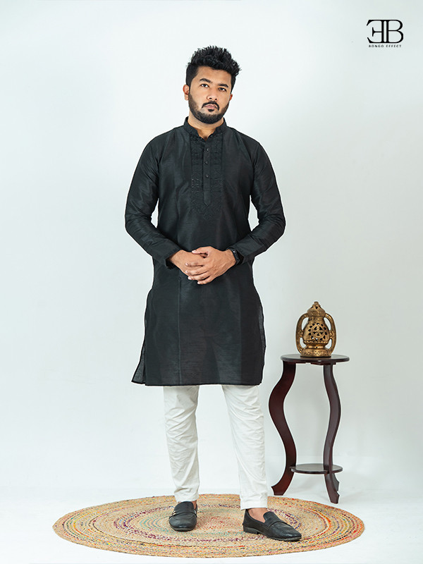 Premium Silk Black Panjabi