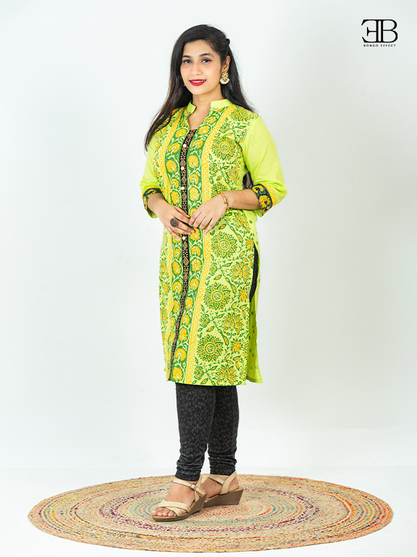 Lime Block Kurti