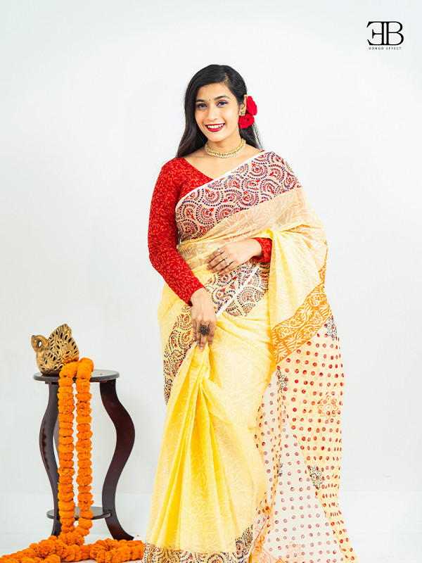 Bright Yellow Saree