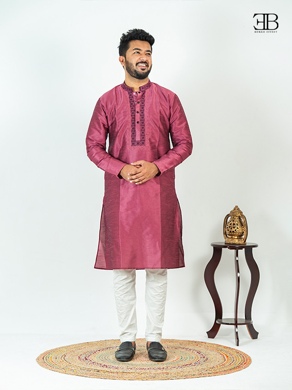 Warm Carmine Silk Panjabi