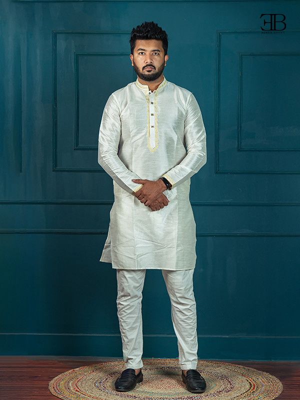 Off White Silk Panjabi