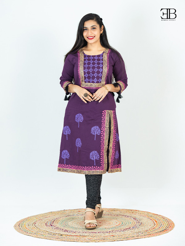 Purple Block Kurti
