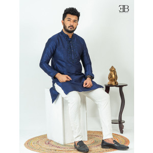 Navy Blue Premium Silk Panjabi