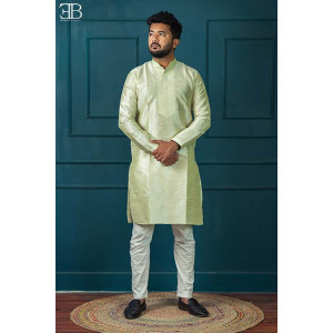 Lime Mint Premium Silk Panjabi