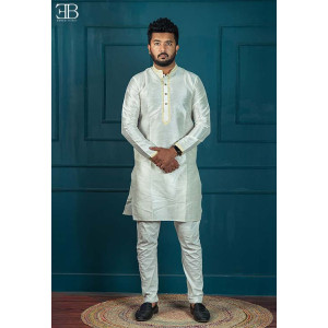 Off White Premium Silk Panjabi