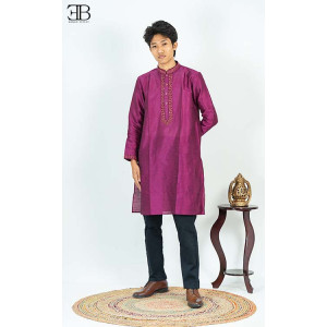 Burgundy Premium Silk Panjabi