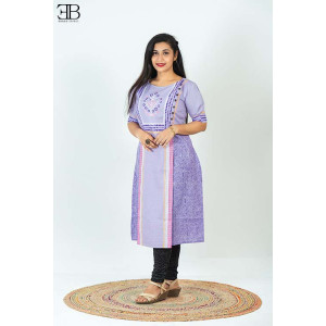 Lavender Cotton Block Kurti