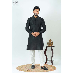 Black Premium Silk Panjabi