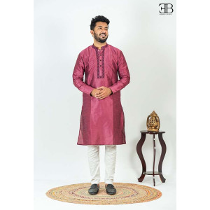 Warm Carmine Premium Silk Panjabi