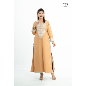 Tan Embroidered Kurti