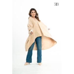 Beige Flared A-line Tunic